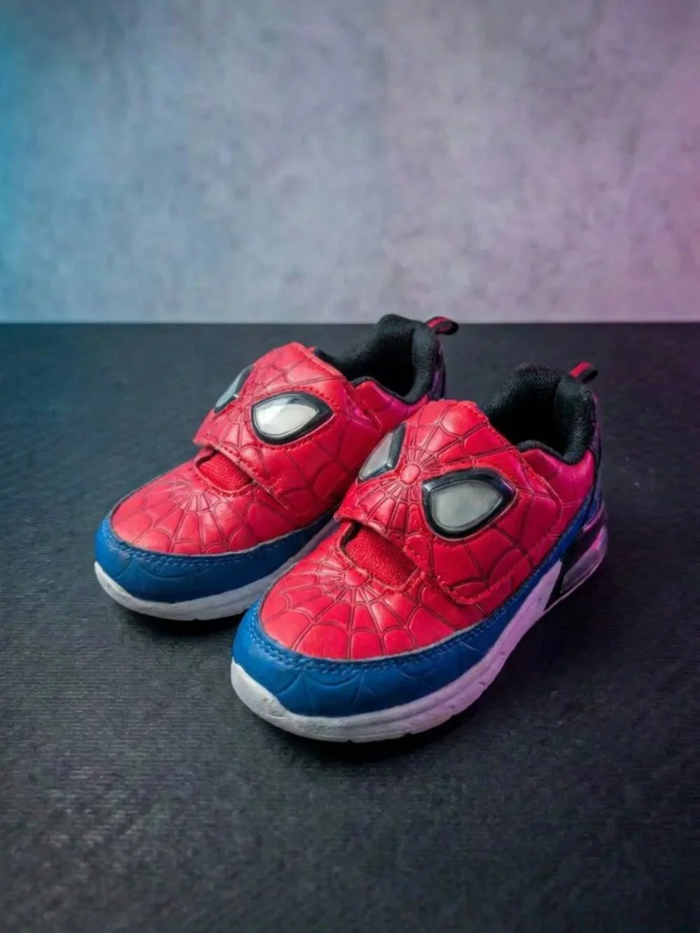 Marvel Spider-Man Toddler Boys Sneakers Size 12 Red Blue Web Print Shoes